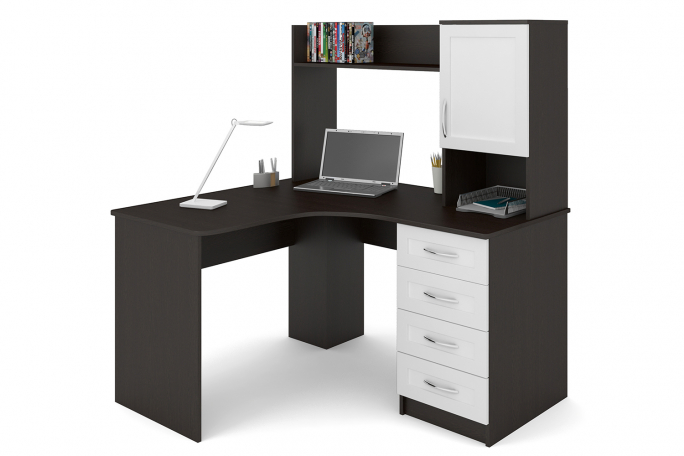 Стол "СПУ-15" МДФ, венге цаво/белый, ящики справа