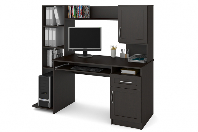 Стол "СПК-2" МДФ, венге, стеллаж слева