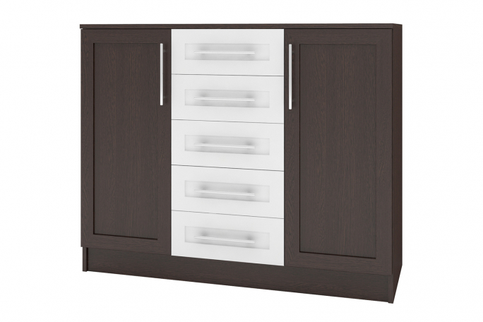 Комод "Контраст 7" МДФ, венге цаво/белый гладкий