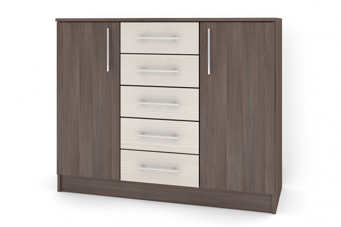 Комод "Контраст 7" ЛДСП, ясень анкор темный/бодега белый