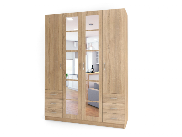 Шкаф распашной четырехстворчатый "Лайт Люкс" Ч-48 дуб сонома