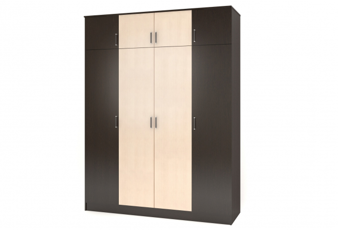 Шкаф распашной "Лайт" 4-х створчатый с антресолью, 210х60х240, венге/дуб млечный