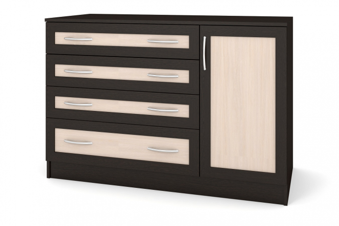 Комод "Иван 1:4" венге цаво/дуб млечный, дверца справа