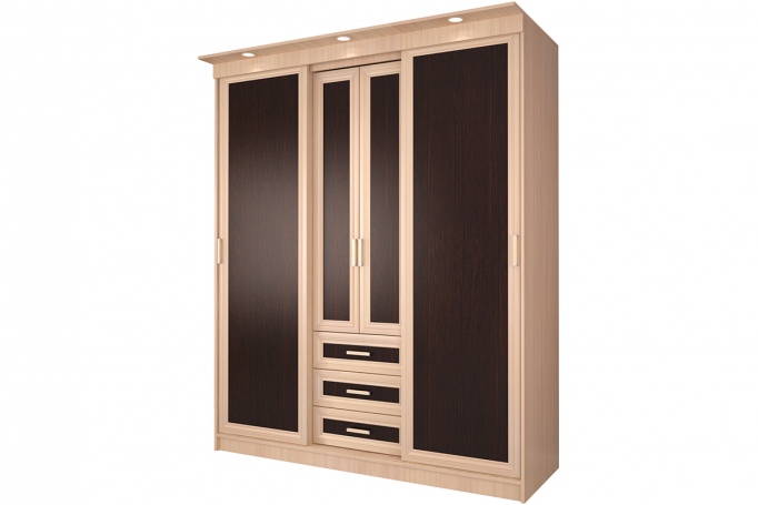 Шкаф-купе "Миллениум Р-5х" с подсветкой, дуб млечный/венге цаво