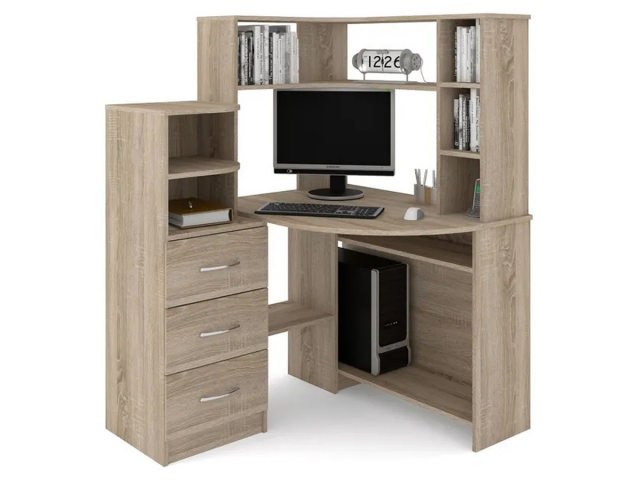 Стол компьютерный "СКУ-1" ЛДСП, дуб сонома, ящики слева