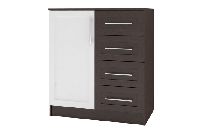 Комод "Контраст 4" МДФ, венге цаво/белый гладкий