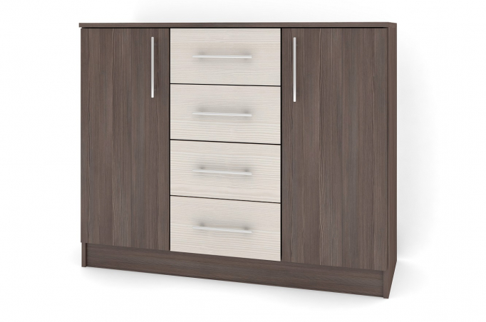 Комод "Контраст 8" ЛДСП, ясень анкор темный/бодега белый