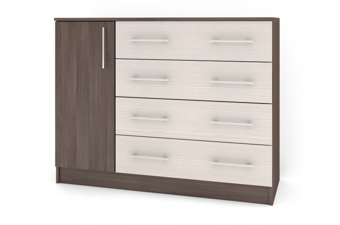 Комод "Контраст 9" ЛДСП, ясень анкор темный/бодега белый