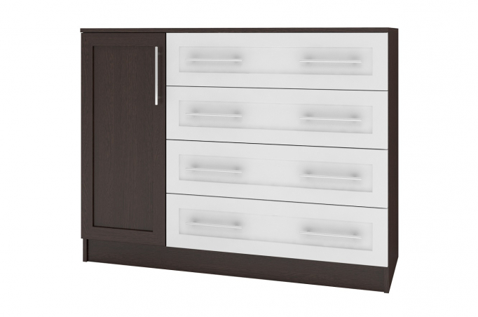 Комод "Контраст 9" МДФ, венге цаво/белый гладкий