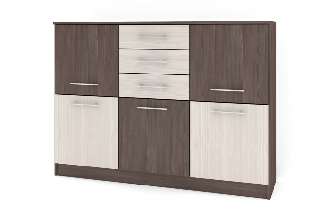 Комод "Контраст 10" ЛДСП, ясень анкор темный/бодега белый