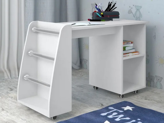 Стол письменный № 2 "Звездочка", белый гладкий, выкатной