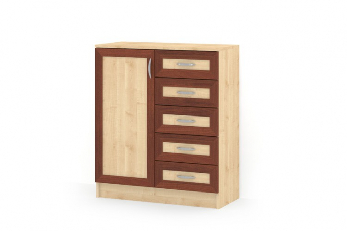 Комод (1 дверь, 5 ящиков) к прихожей "Неаполь Р", клен танзау/ноче мария луиза, дверца слева