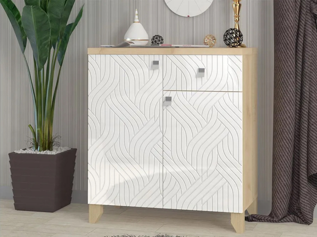 Комод "Ренди-2", белый/клен танзау, ножка №3