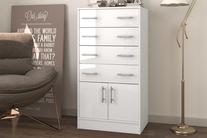 Комод "Ричард 4.2" МДФ глянец белый DM635-6/белый гладкий