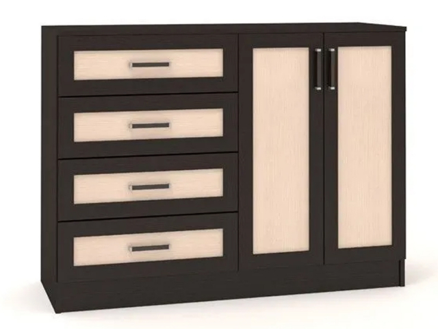 Комод "Арлен 11", дверцы справа, венге цаво/дуб молочный