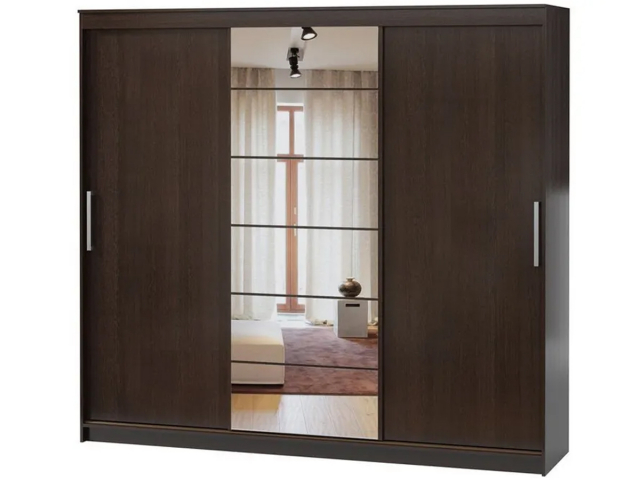 Шкаф-купе "Лучший 1", 3 створки, 220х60х220, венге/зеркало