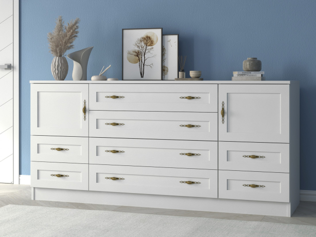 Комод "Квартет 36М", ЛДСП, рамка МДФ, белый