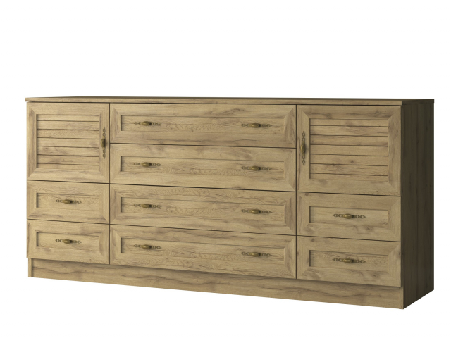 Комод "Квартет 36Р", ЛДСП, рамка МДФ, вставка рейка, дуб вотан