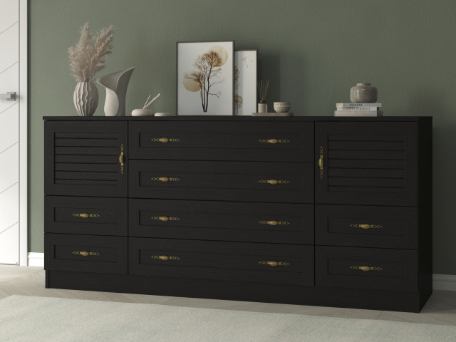 Комод "Квартет 36Р", ЛДСП, рамка МДФ, вставка рейка, венге