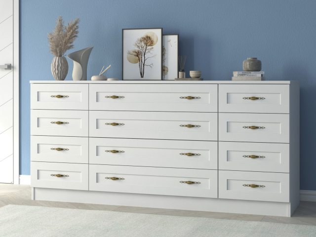 Комод "Квартет 37М", ЛДСП, рамка МДФ, белый