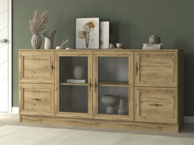 Комод "Квартет 39М", ЛДСП, рамка МДФ, дуб вотан