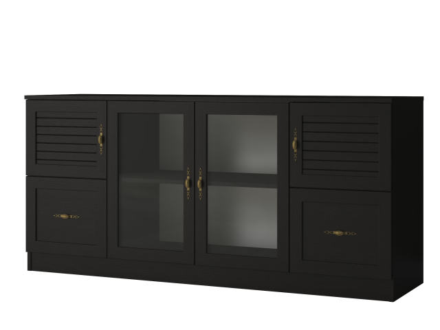 Комод "Квартет 39Р", ЛДСП, рамка МДФ, вставка рейка, венге