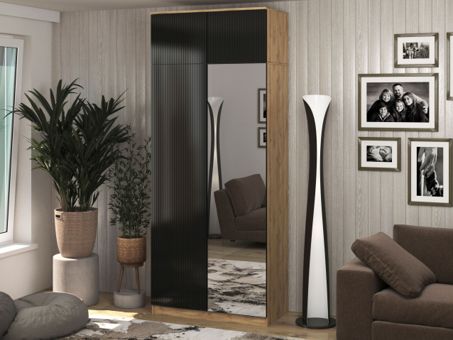 Шкаф 2-х створчатый "Блэйн Д-1+А" зеркало, ПУШ