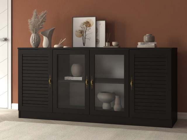 Комод "Квартет 43РСт", ЛДСП, рамка МДФ, вставка рейка, венге