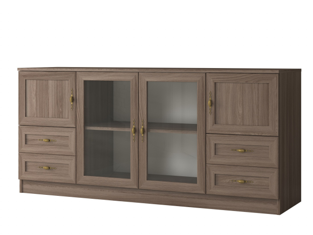 Комод "Квартет 45МСт", ЛДСП, рамка МДФ, вставка стекло простое