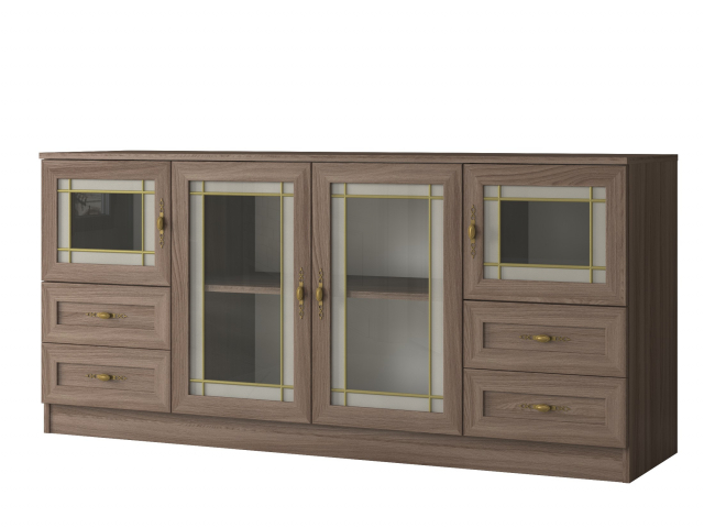 Комод "Квартет 45СтВ", ЛДСП, рамка МДФ, вставка стекло витраж