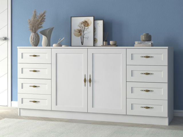 Комод "Квартет 46М", ЛДСП, рамка МДФ, белый