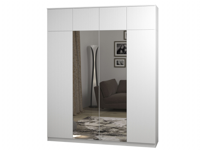 Шкаф 4-х створчатый "Блэйн Ч-1+А" ПУШ, 2 зеркала, белый