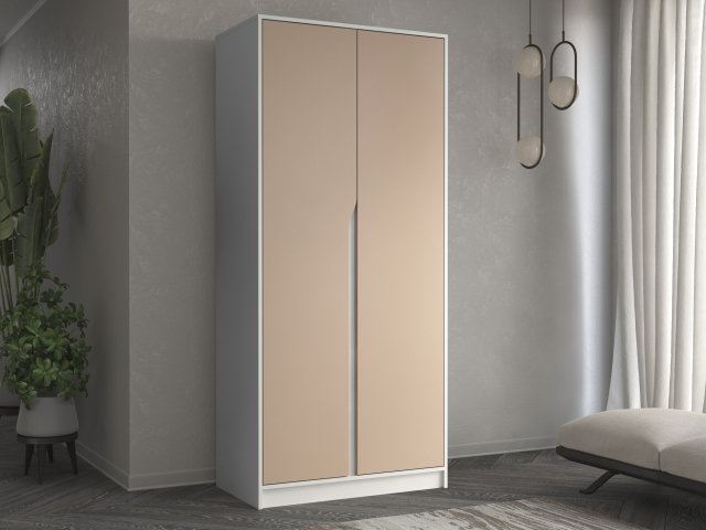 Шкаф двухстворчатый "Марвел-2" компоновка 7, белый шагрень/SF (СФ)-026 Роза