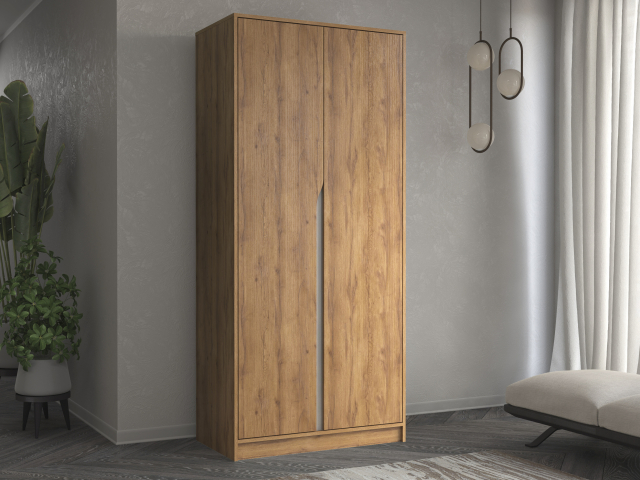 Шкаф двухстворчатый "Марвел-2" компоновка 5, дуб табачный/грейдж