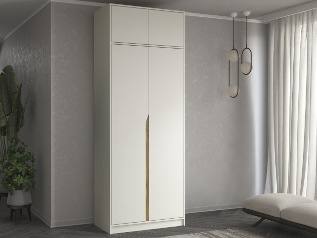 Шкаф двухстворчатый "Марвел-2А" компоновка 3, белый/дуб вотан