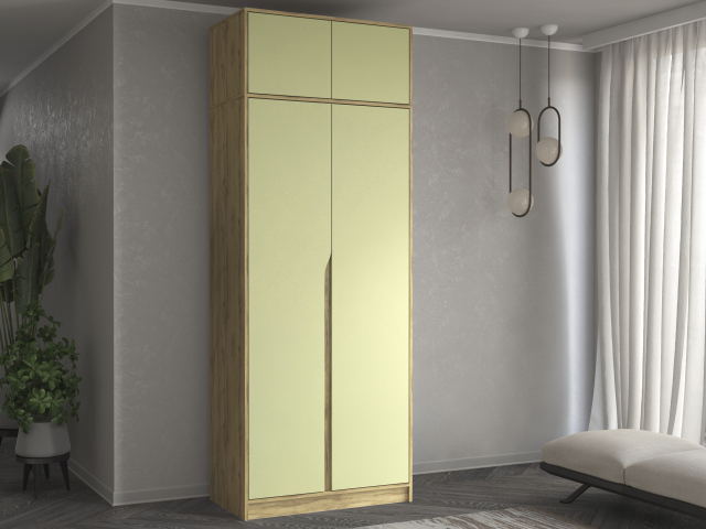 Шкаф двухстворчатый "Марвел-2А" компоновка 5, дуб вотан/SF (СФ)-024 Фисташка