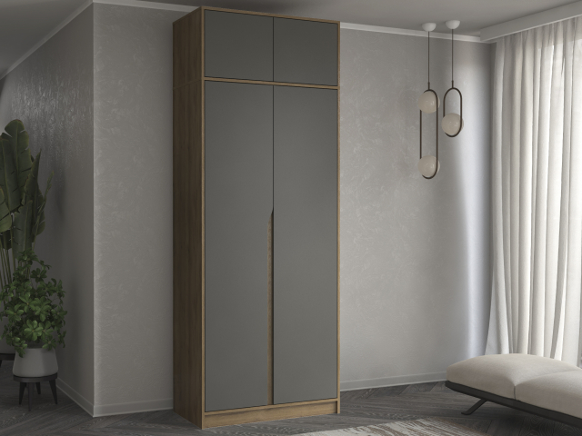 Шкаф двухстворчатый "Марвел-2А" компоновка 7, дуб табачный/Графит