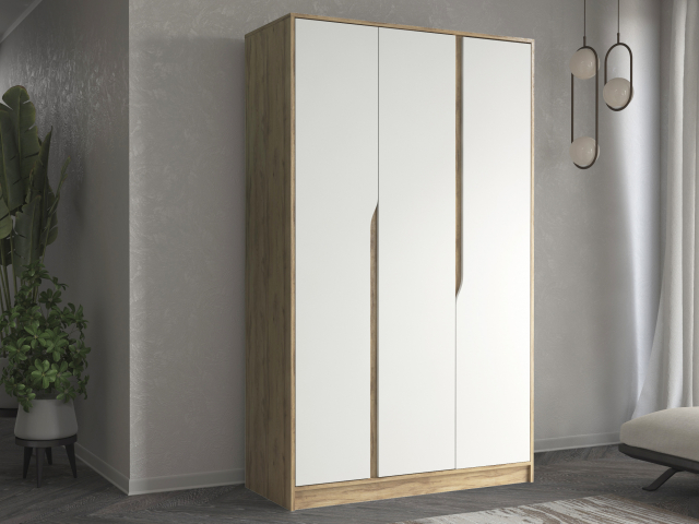 Шкаф трехстворчатый "Марвел-3" компоновка 6, дуб вотан/белый