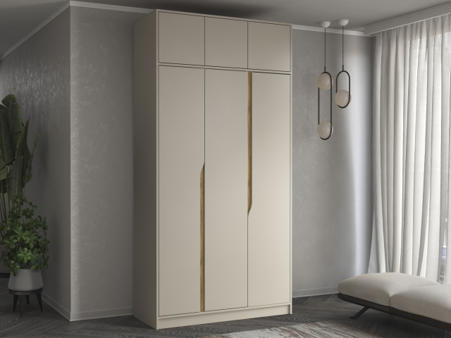 Шкаф трехстворчатый "Марвел-3А" компоновка 6, кашемир/дуб вотан