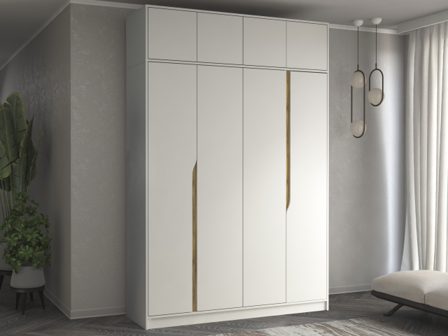 Шкаф четырехстворчатый "Марвел-4А" компоновка 6, белый/дуб вотан