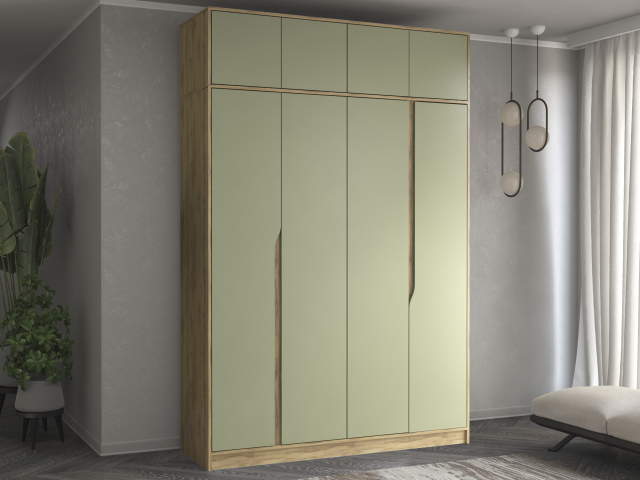 Шкаф четырехстворчатый "Марвел-4А" компоновка 7, дуб вотан/AL (АЛ)-03 Виола