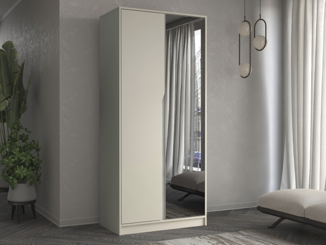 Шкаф двухстворчатый "Марвел-2" с зеркалом, компоновка 3, кашемир/белый