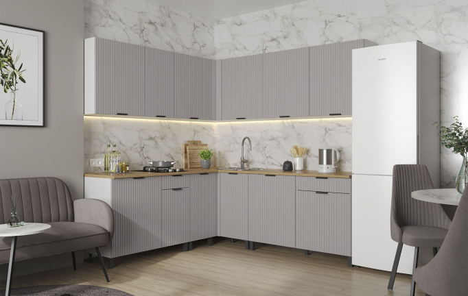 Кухня "Венера", комплект 30, ЛДСП/МДФ с ПВХ фрезер/кашемир