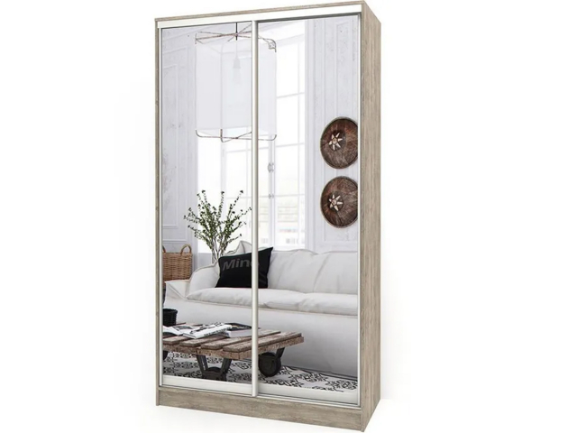 Шкаф-купе "Версаль" 2-х створчатый, 2 зеркала, 130х60х220, корпус дуб сонома