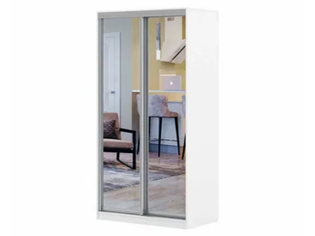 Шкаф-купе "Версаль" 2-х створчатый, 2 зеркала, 130х60х220, корпус белый гладкий
