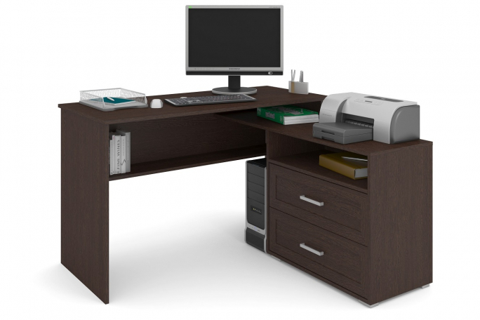 Стол "СПУ-12" МДФ, венге цаво, рамка квадро, ящики справа