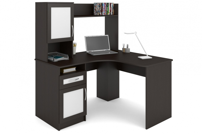 Стол "СПУ-14" МДФ, венге цаво/белый, рамка квадро, дверцы слева