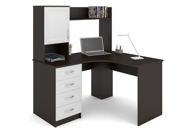 Стол "СПУ-15" МДФ, венге цаво/белый, ящики слева