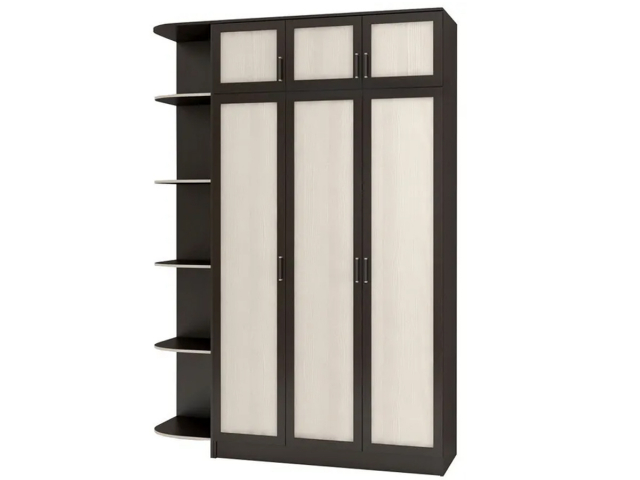 Шкаф распашной "Стайл 3" с антресолью, угловым элементом, 150х60х240, венге/бодега белая