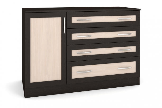 Комод "Иван 1:4" венге цаво/дуб млечный, дверца слева